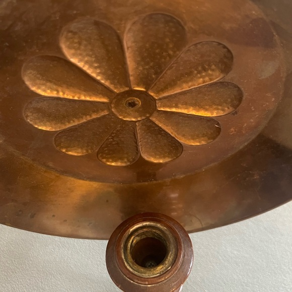 Antique Hammered Copper Candle Wall Sconce - Picture 4 of 5